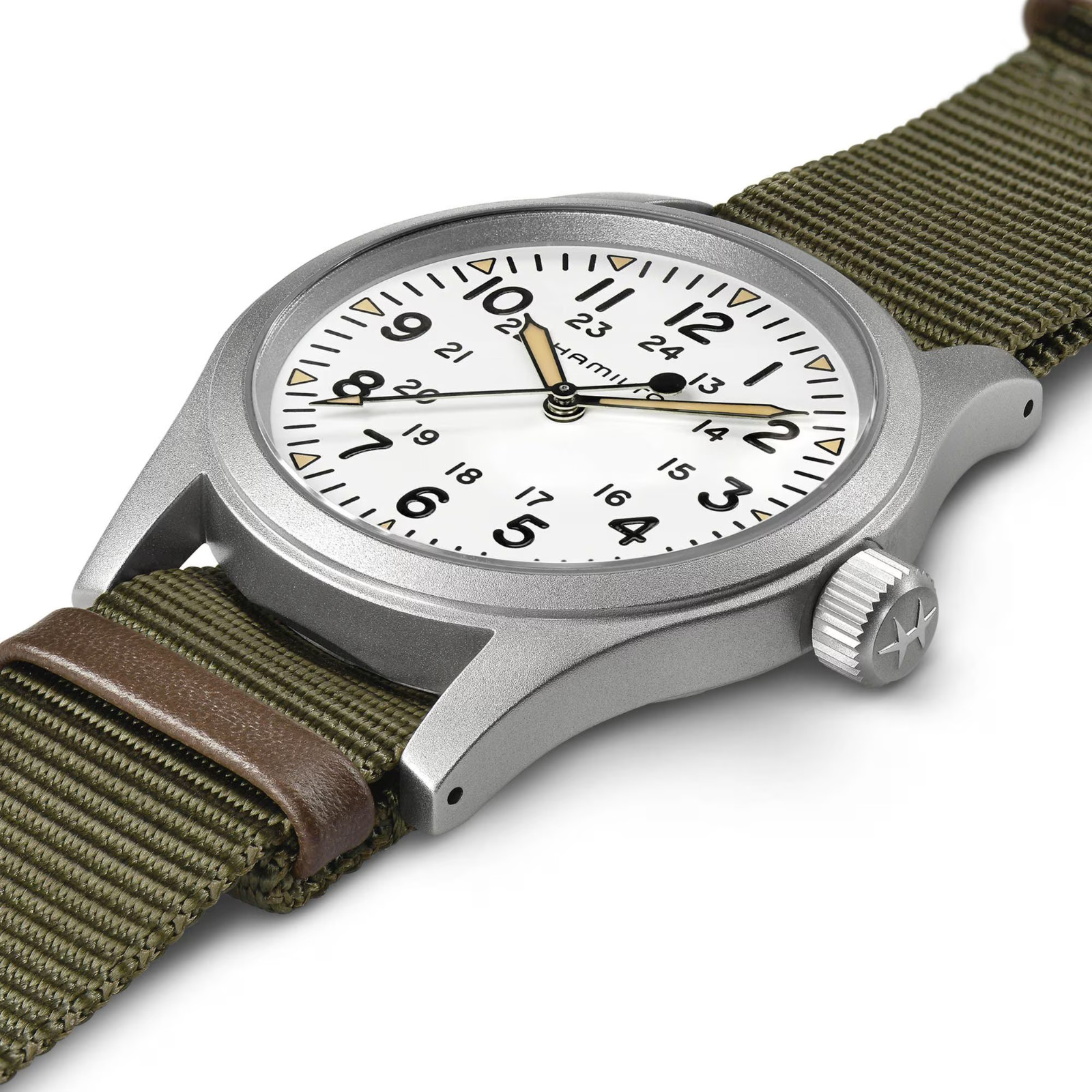 Hamilton Khaki Field Mechnical 38mm White Dial Green Strap Men’s Watch H69439411