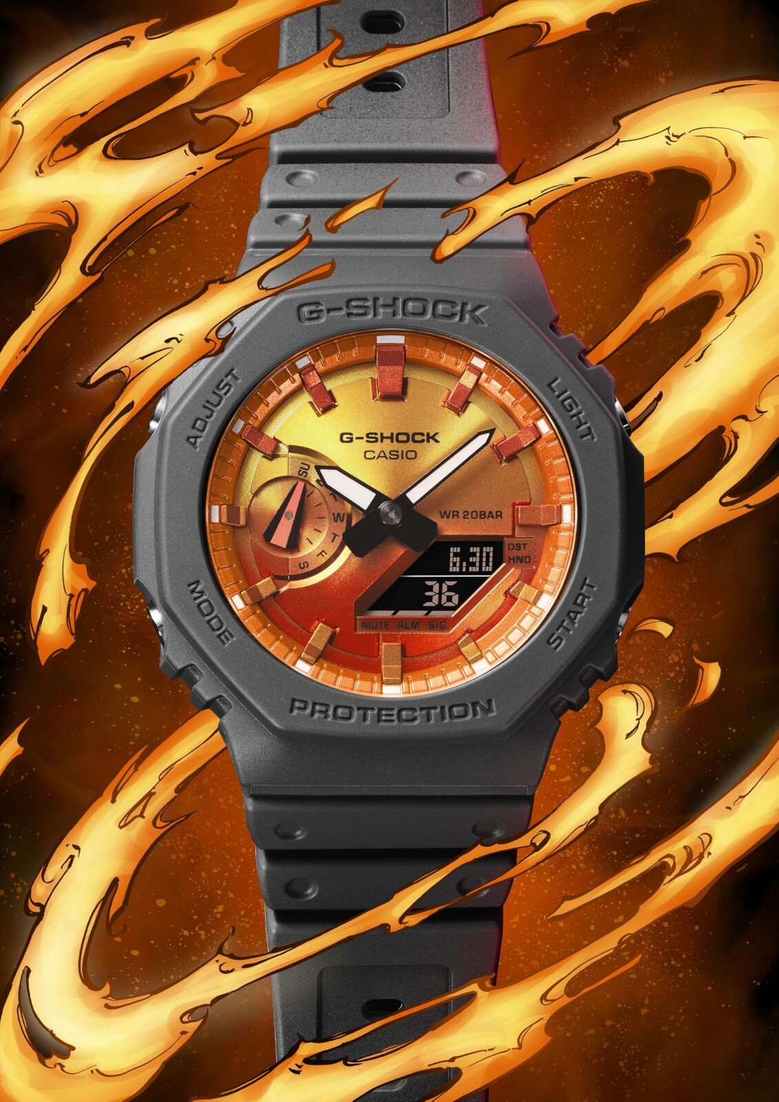 CASIO G-SHOCK Flame inside series GA-2100FL-8AJF For men gray orange