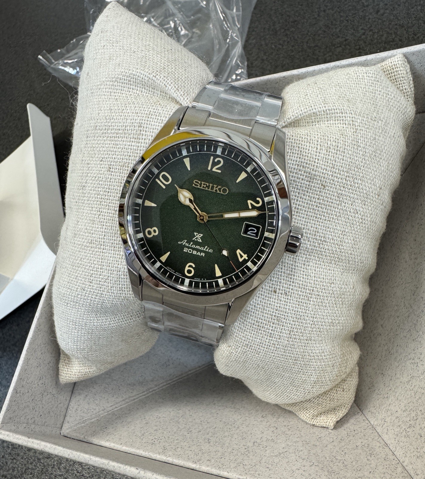 New Seiko Prospex Alpanist Stainless Steel Green Dial Men’s Watch SPB155J1 New