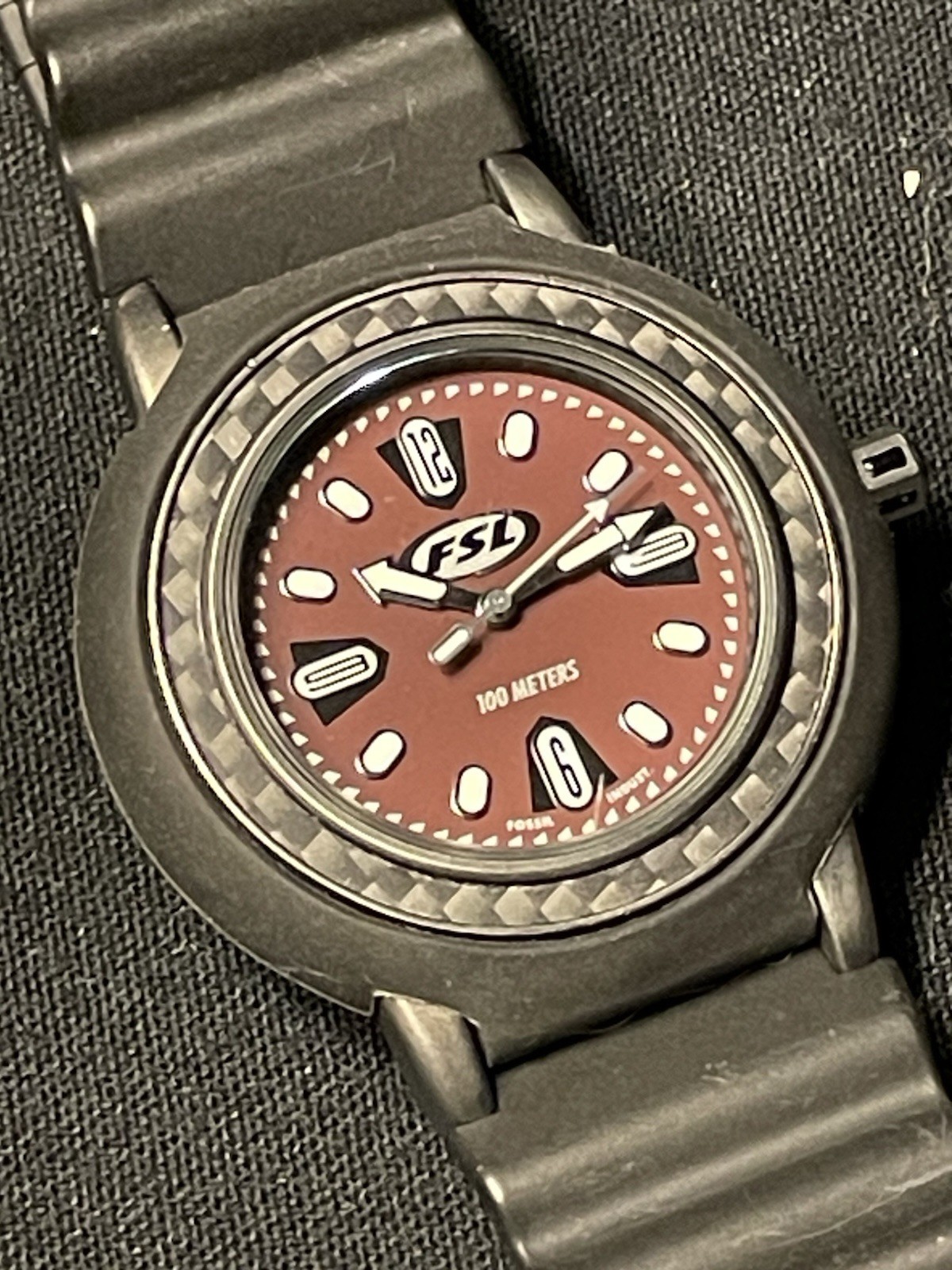 Fossil Men’s Watch Black Rubber Silicone Encased Steel Expansion Band FL 4118