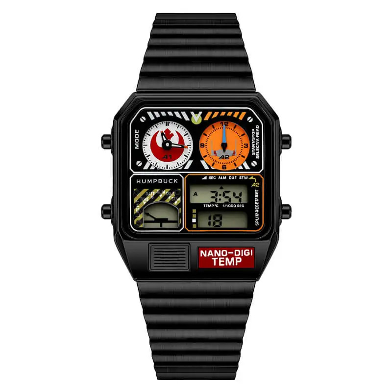 Classic Steel Men’s LED Watch – Digital Display, Temperature & Calendar
