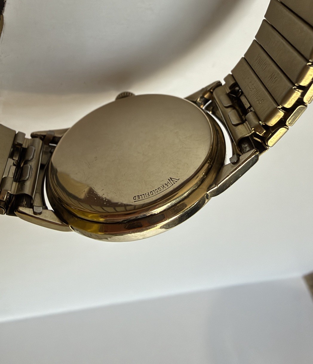 Elgin Lord Elgin 17J Manual Wind Vintage 1950s Gold Tone Watch White Dial