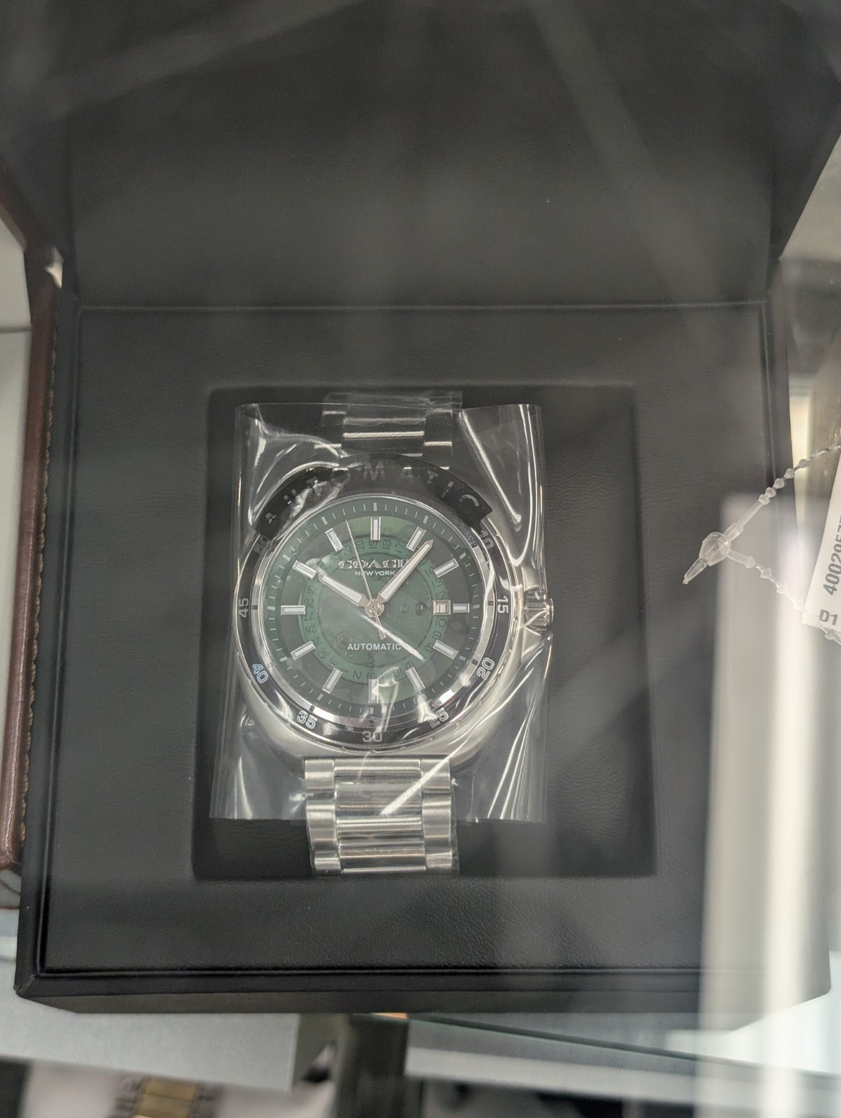 Coach New York Charter Automatic Green Dial Date 27mm Steel Bracelet Watch w/Box