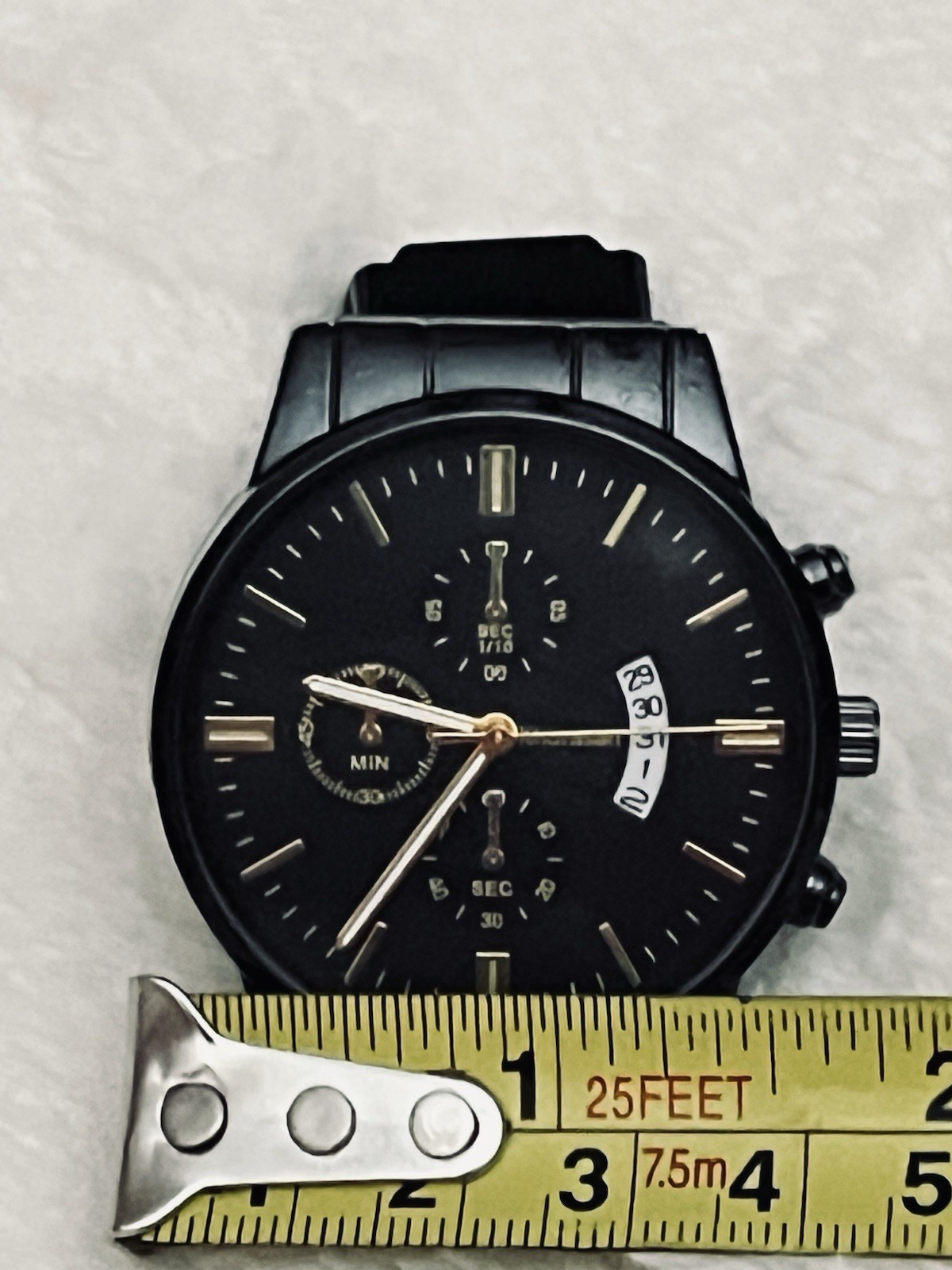 Khorasan Black Chronograph Quartz Watch Date 42mm Black Metal Bracelet 30m