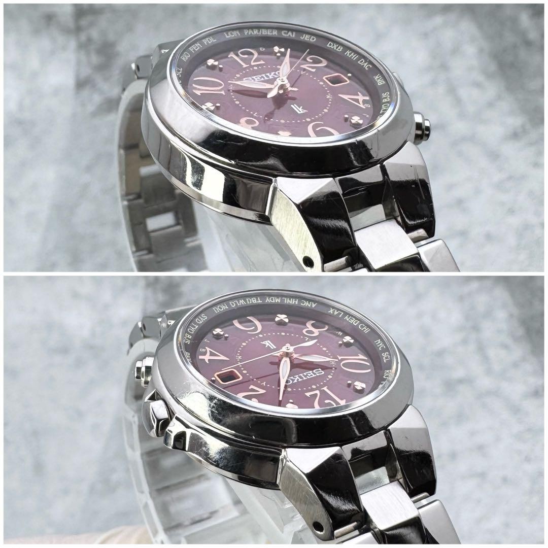 SEIKO Lukia 1B25-0AC0 Solar Radio Controlled Titanium Red Dial Radio
