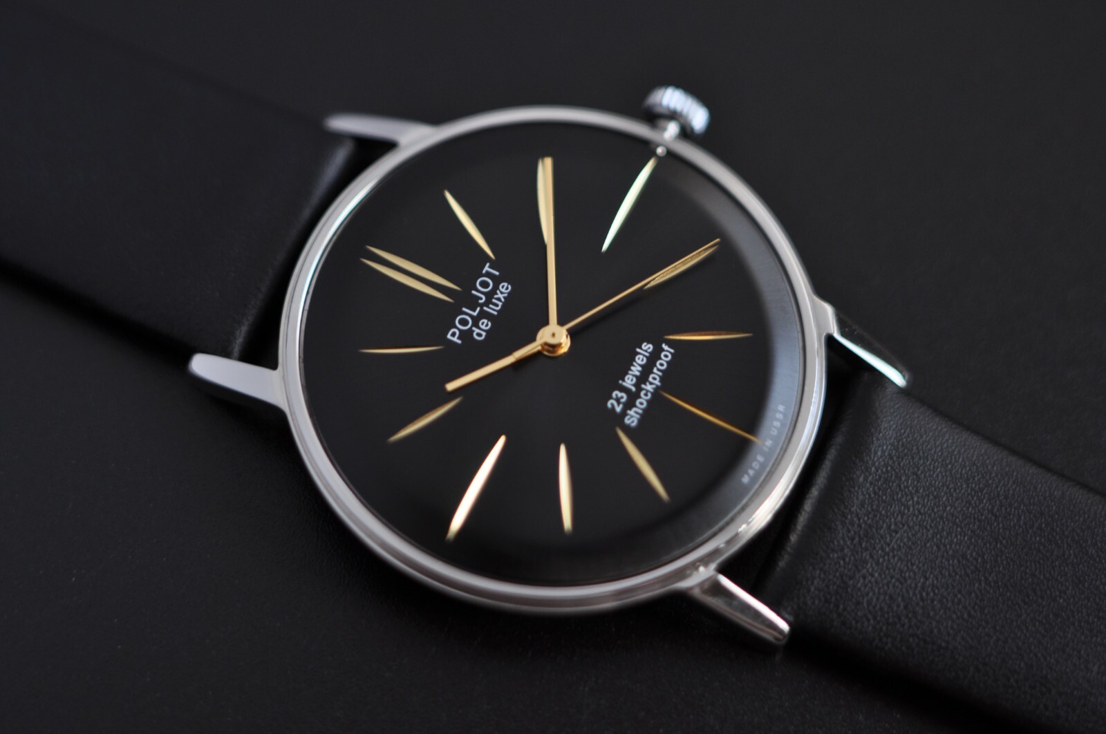 NOS! Poljot De LUXE Extra SLIM Watch Men’s Vintage USSR Case St.Steel R.