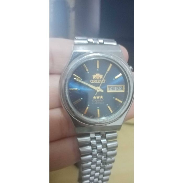 ORIENT TriStar Automatic 21 Jewels Blue Dial Day Date Stainless Steel Men’s Wat
