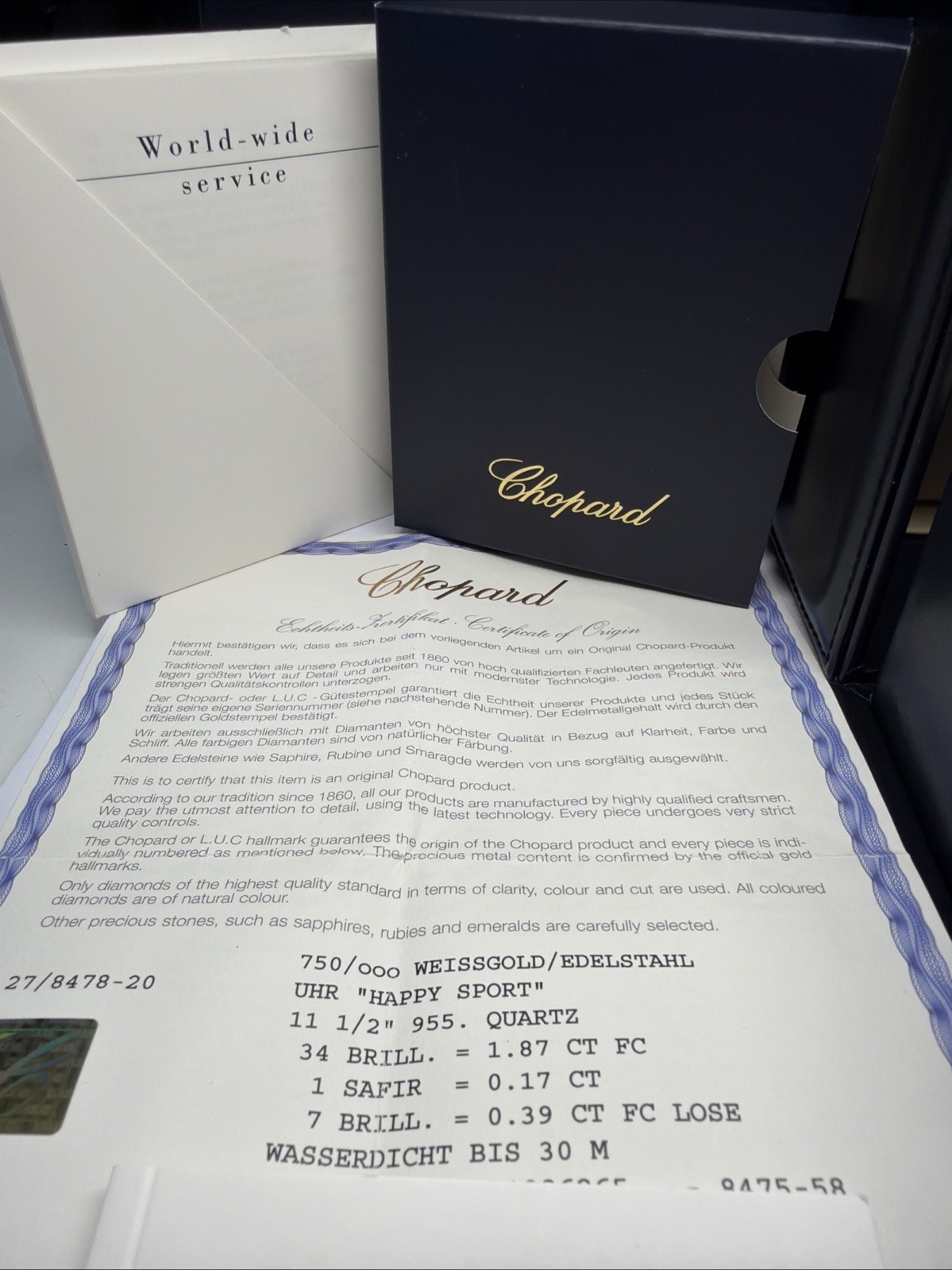 Chopard Happy Sport Mop 7 Diamond Bezel Ref. 27/8476-20 – 36MM Box And Papers