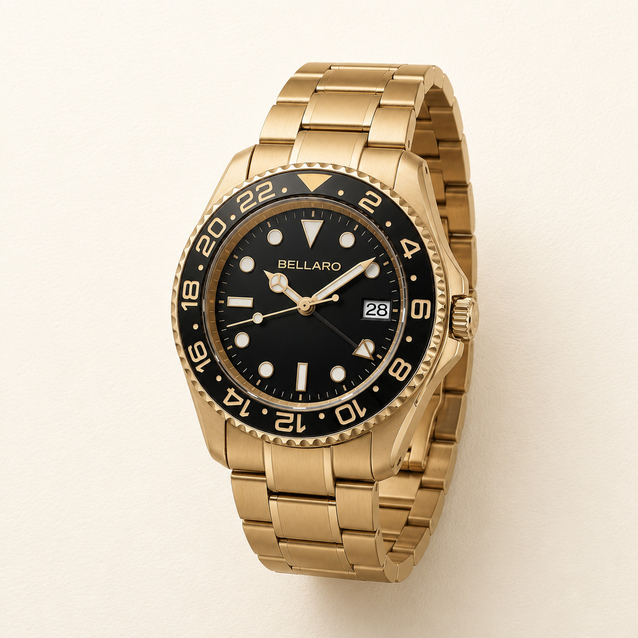 BELLARO GMT Style Watch – NH35 Automatic – Sapphire Crystal Black Dial