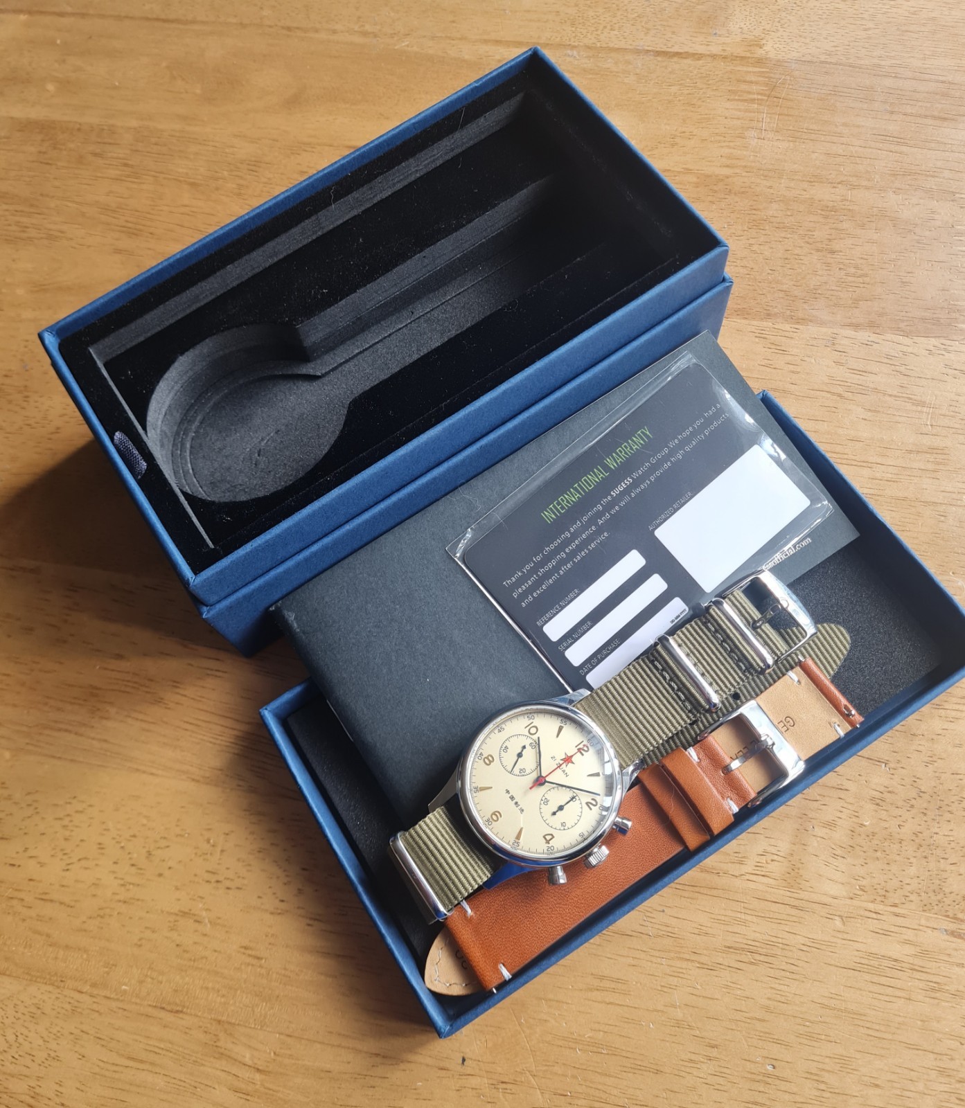 Seagull 1963 Air Force Pilot Chronograph ST1901 Mechanical 38mm Watch Box Papers