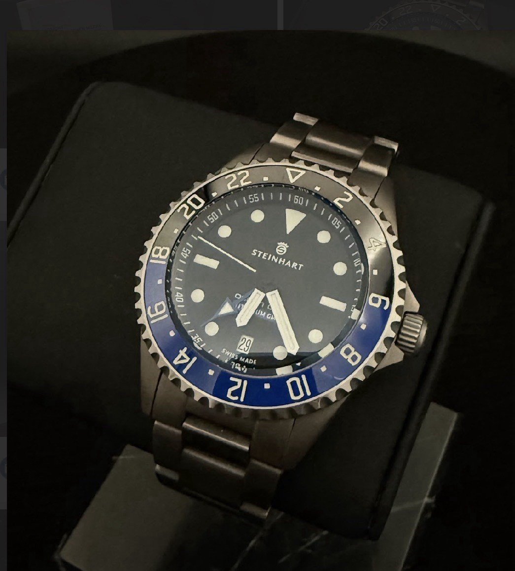 Steinhart Ocean 39 GMT Titanium Limited Ceramic Bezel Full Set Box And Papers