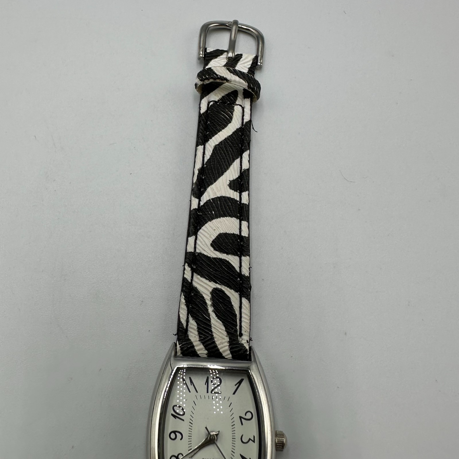 Zebra Watch Women Animal Print Black White Faux Leather Band New Battery 8”