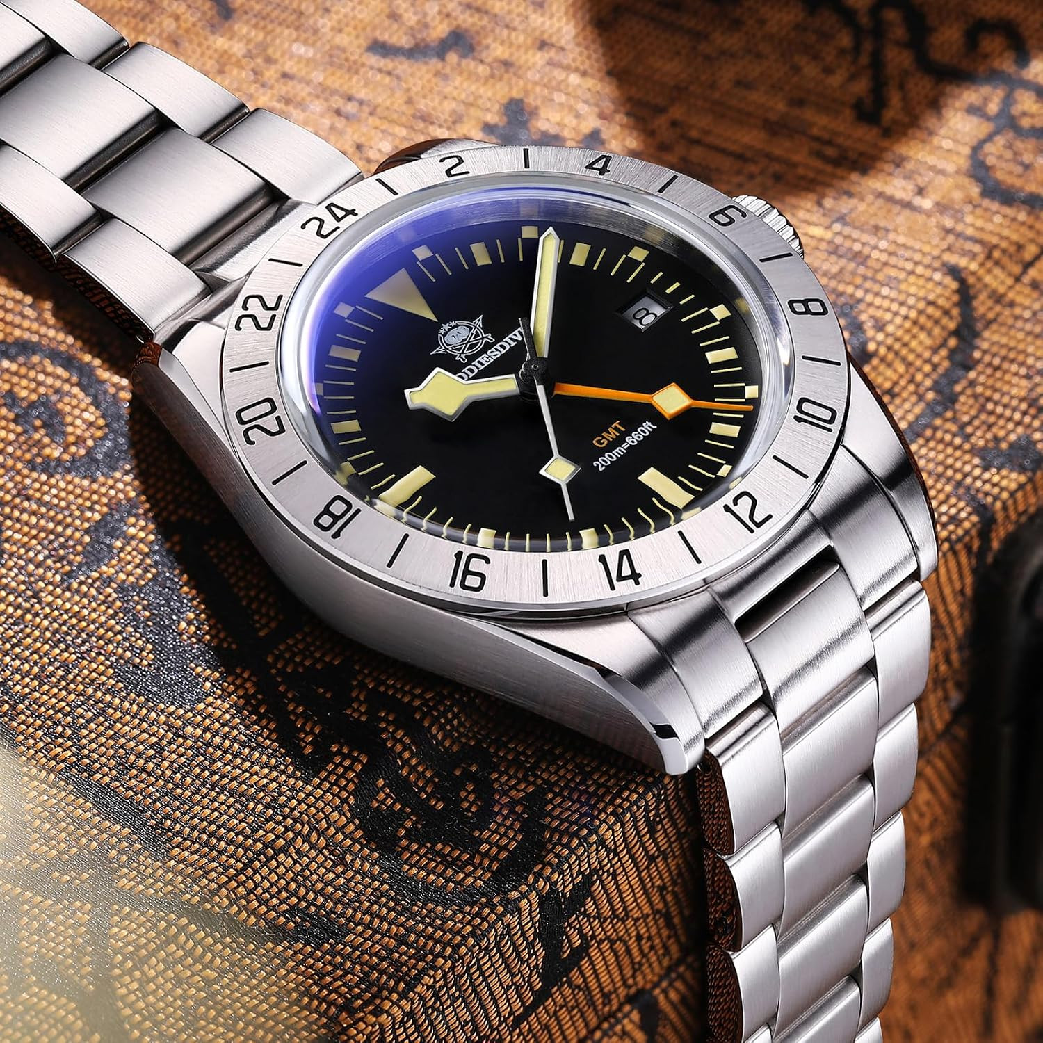 Men’S Watches GMT Watch Quartz, Dual Time, Quickset Date with Screw down Crown,