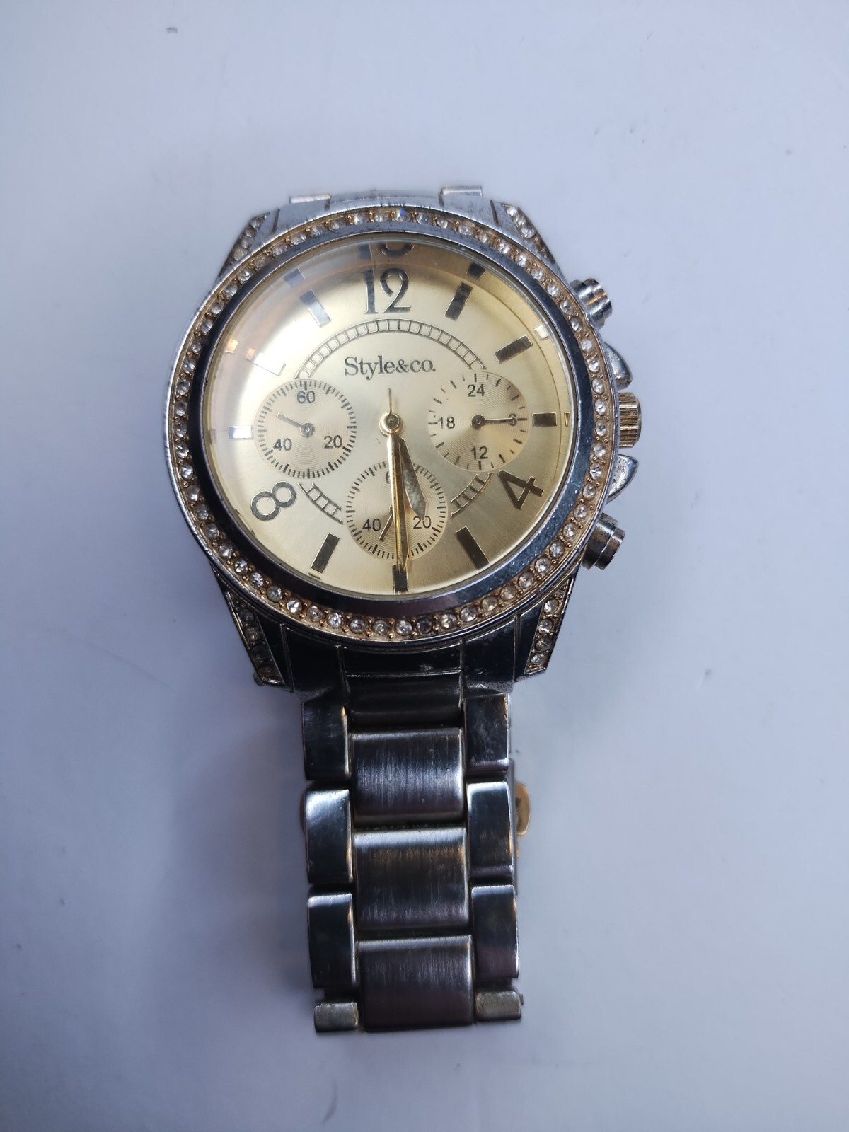 Style & Co Analog Quartz Bracelet Watch Mens Bezel Stainless Steel Wristwatch