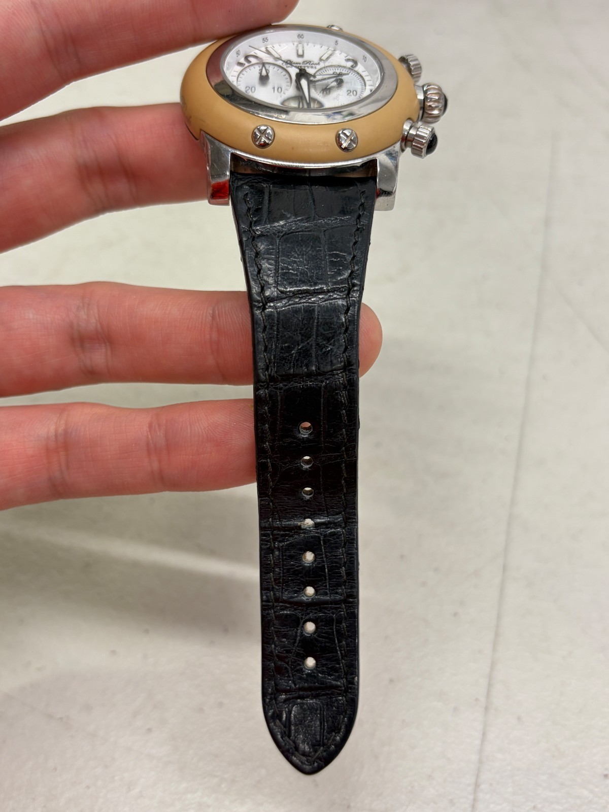 Glam Rock Miami Chronograph Watch – Tan Bezel / White Dial – Used / Fair