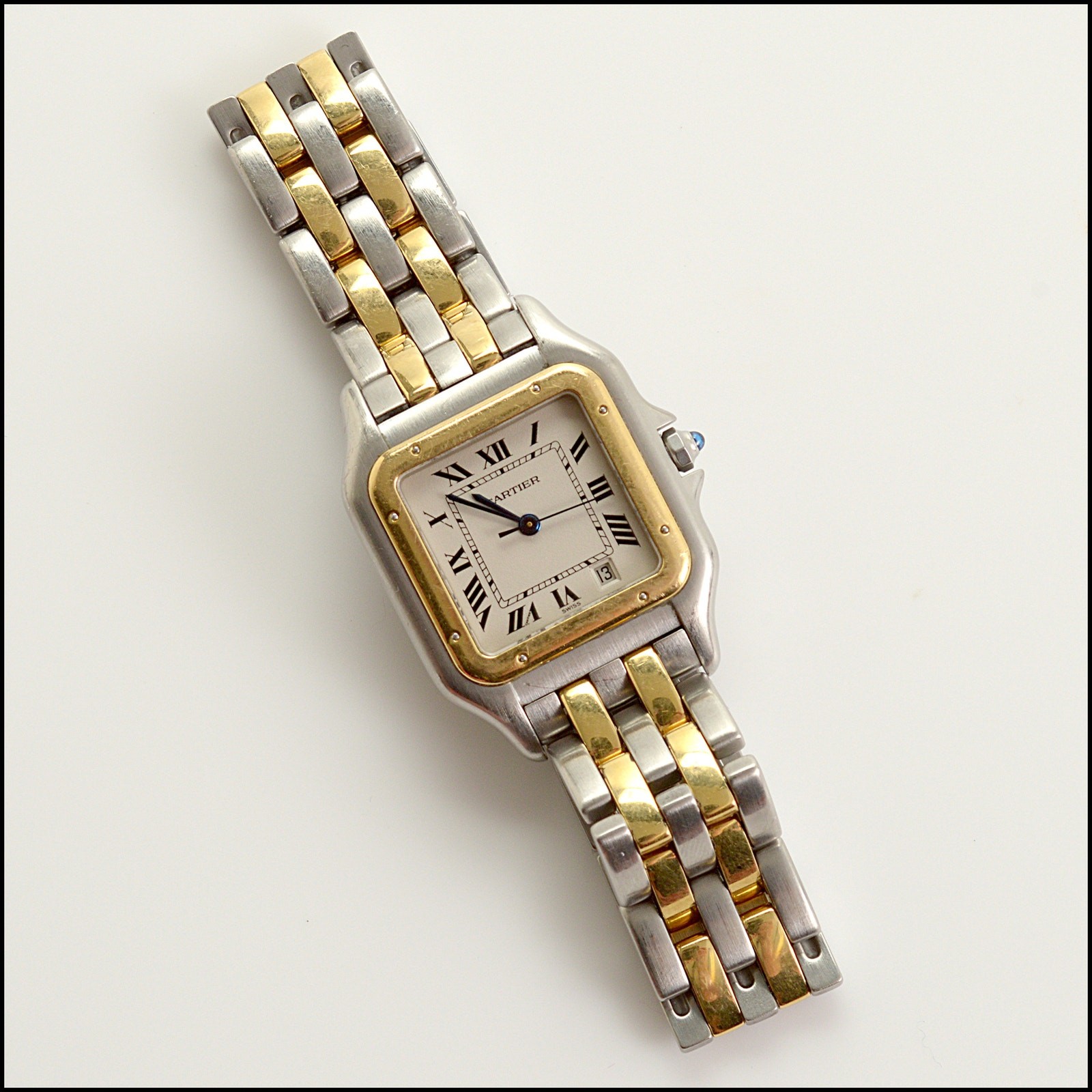 RDC15364 CARTIER 18k Yellow Gold/Steel Medium 2 Row Panthere 27mm Watch