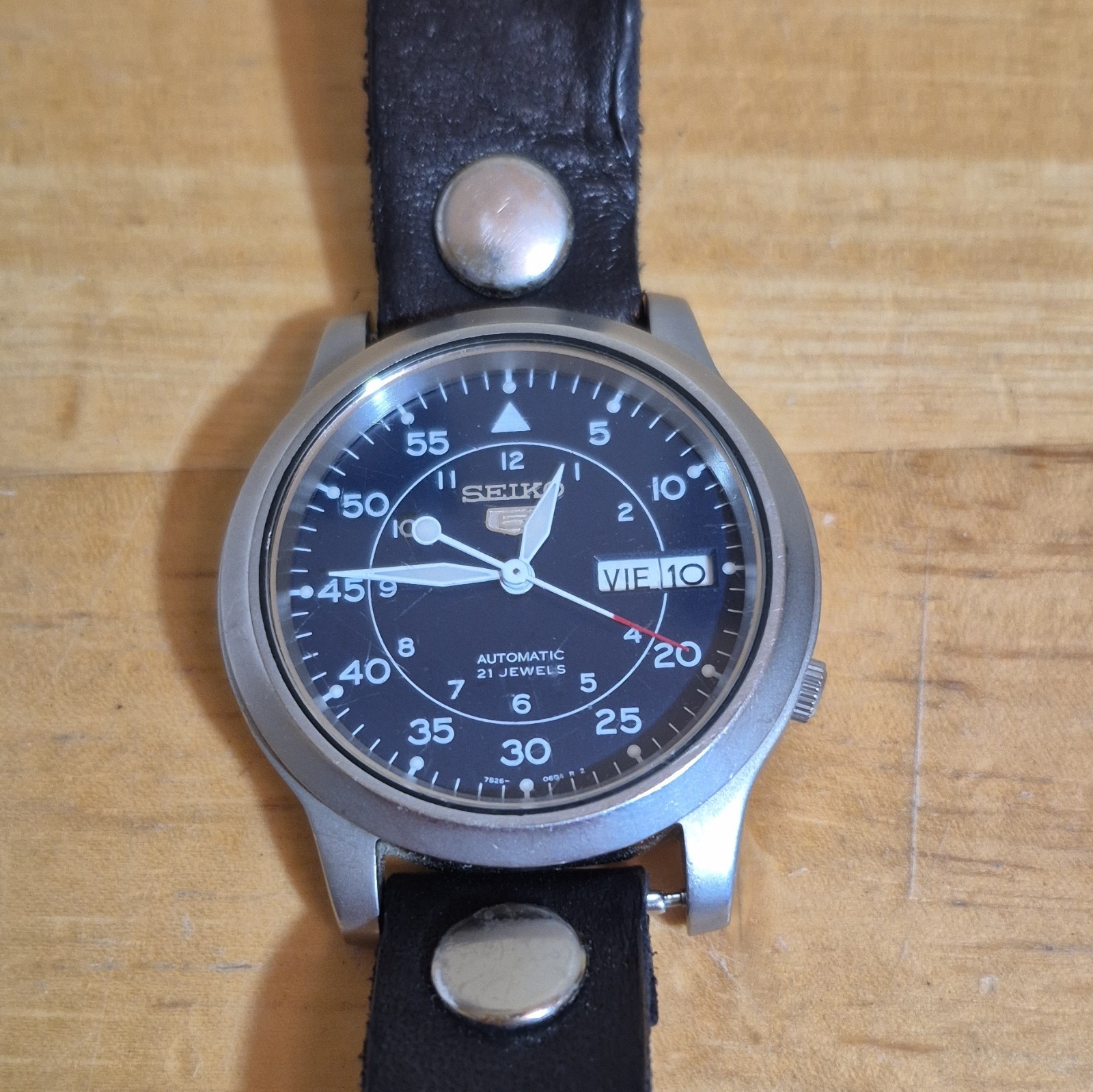 Seiko 5 Automatic 21 Jewels Military Matte Blue Field Pilot Watch 7S26-02J0