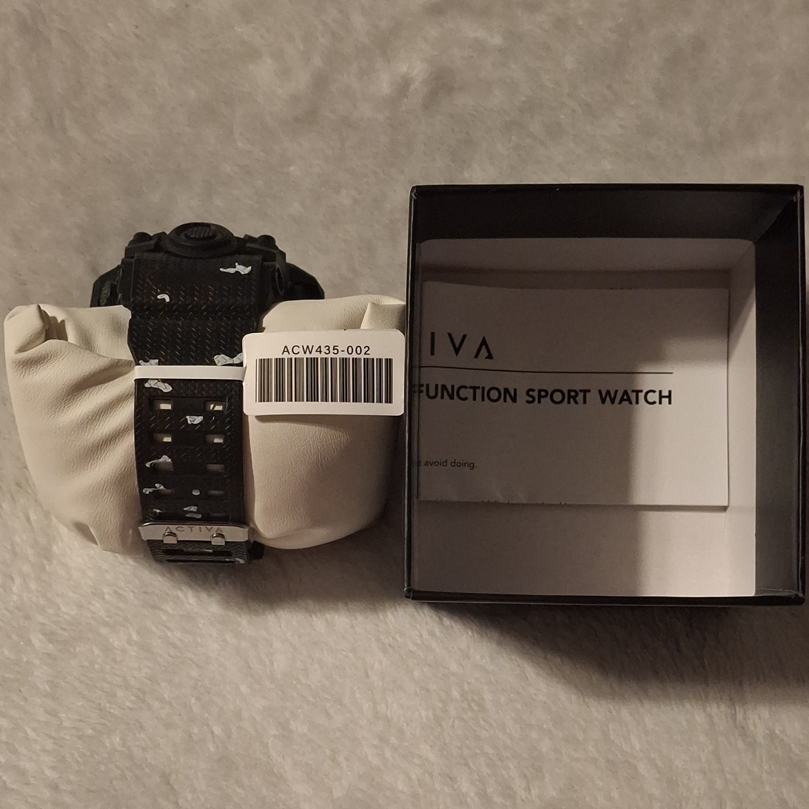 Activa Analog-Digital Quartz Sport Watch Alarm 10m Black/White Rubber Box