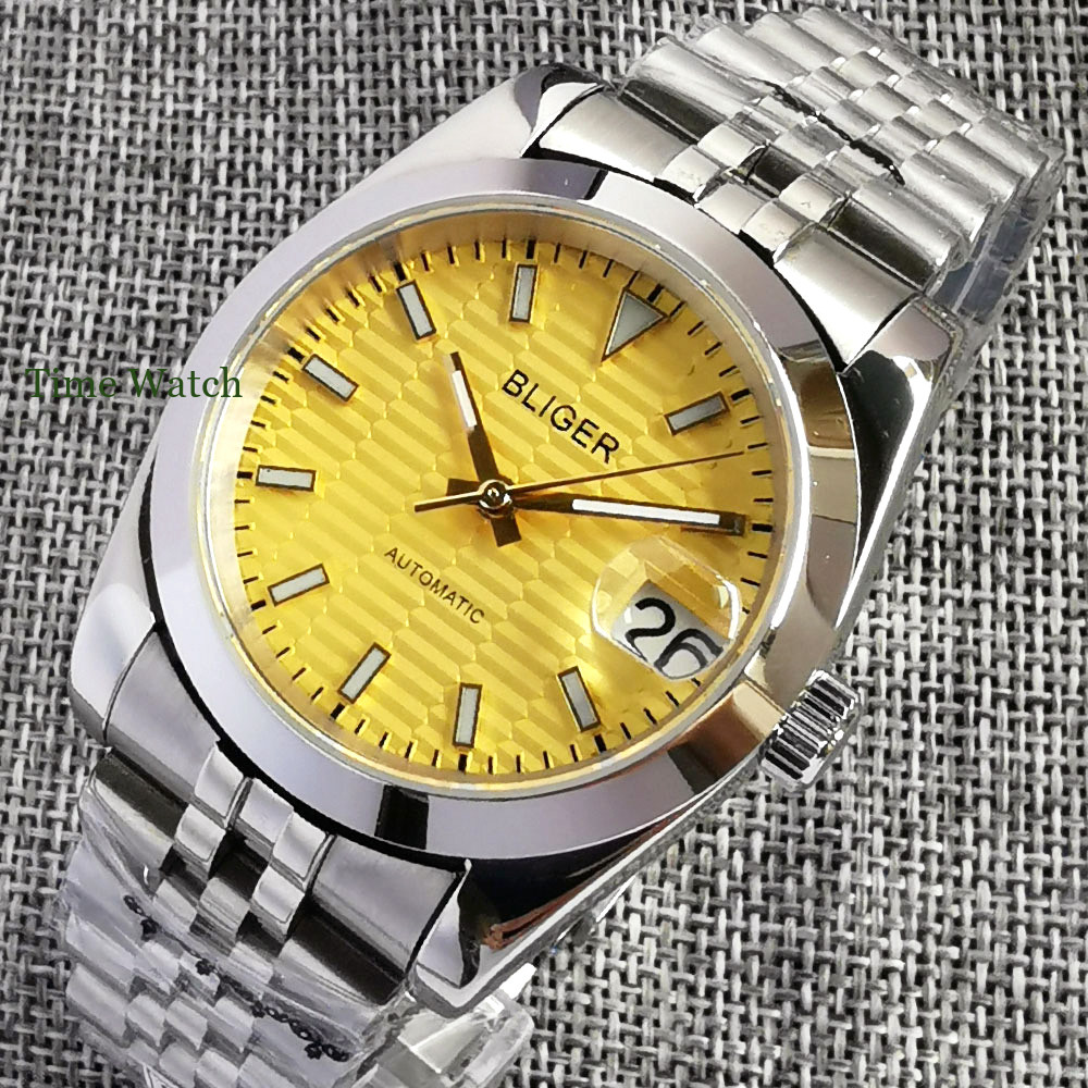 Sapphire NH35 Men’s Automatic Watch Date Blue/White/Yellow 39mm/36mm Jubilee