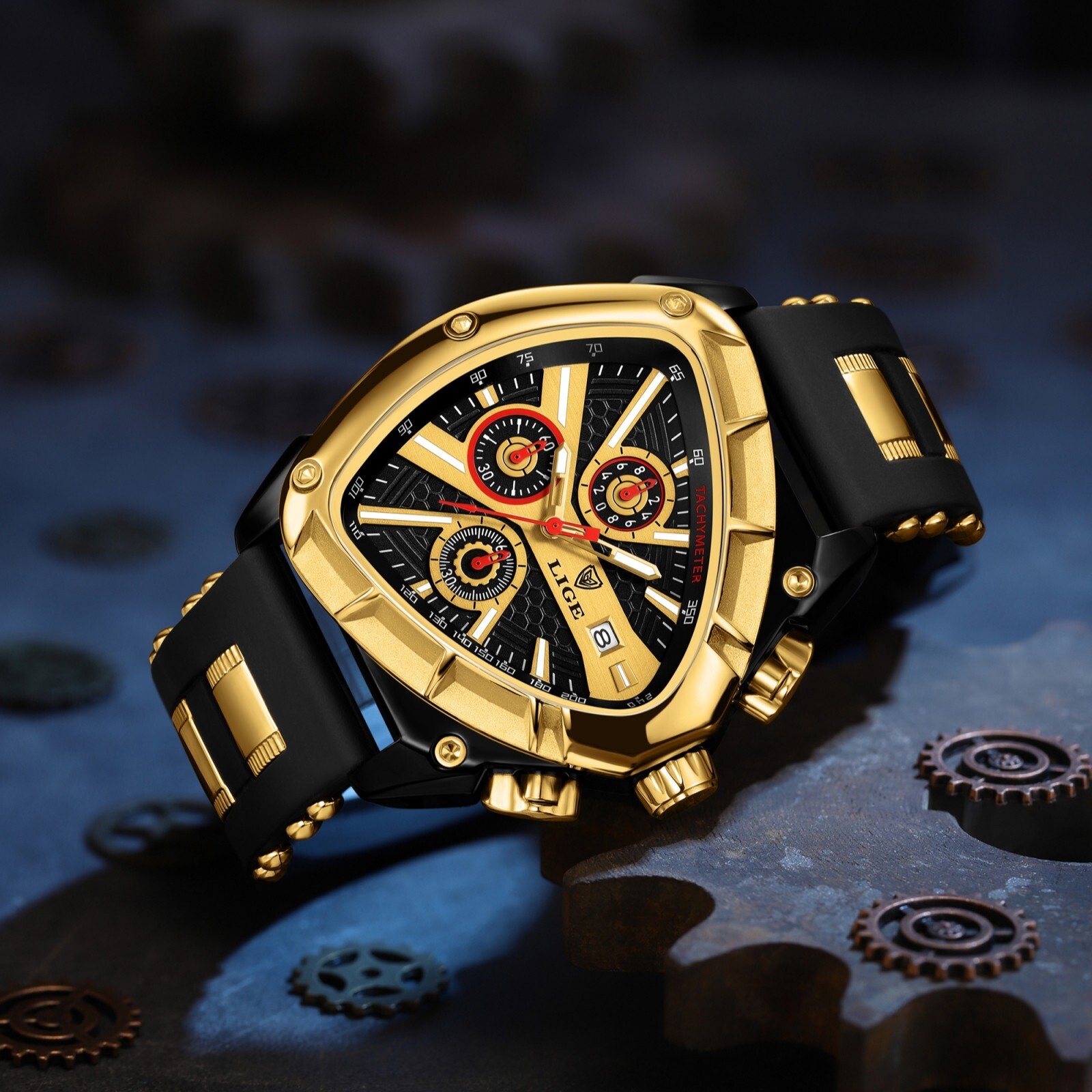 LIGE Men Watch Quartz Big Dial Luminous Chronograph Waterproof Sport Wristwatch