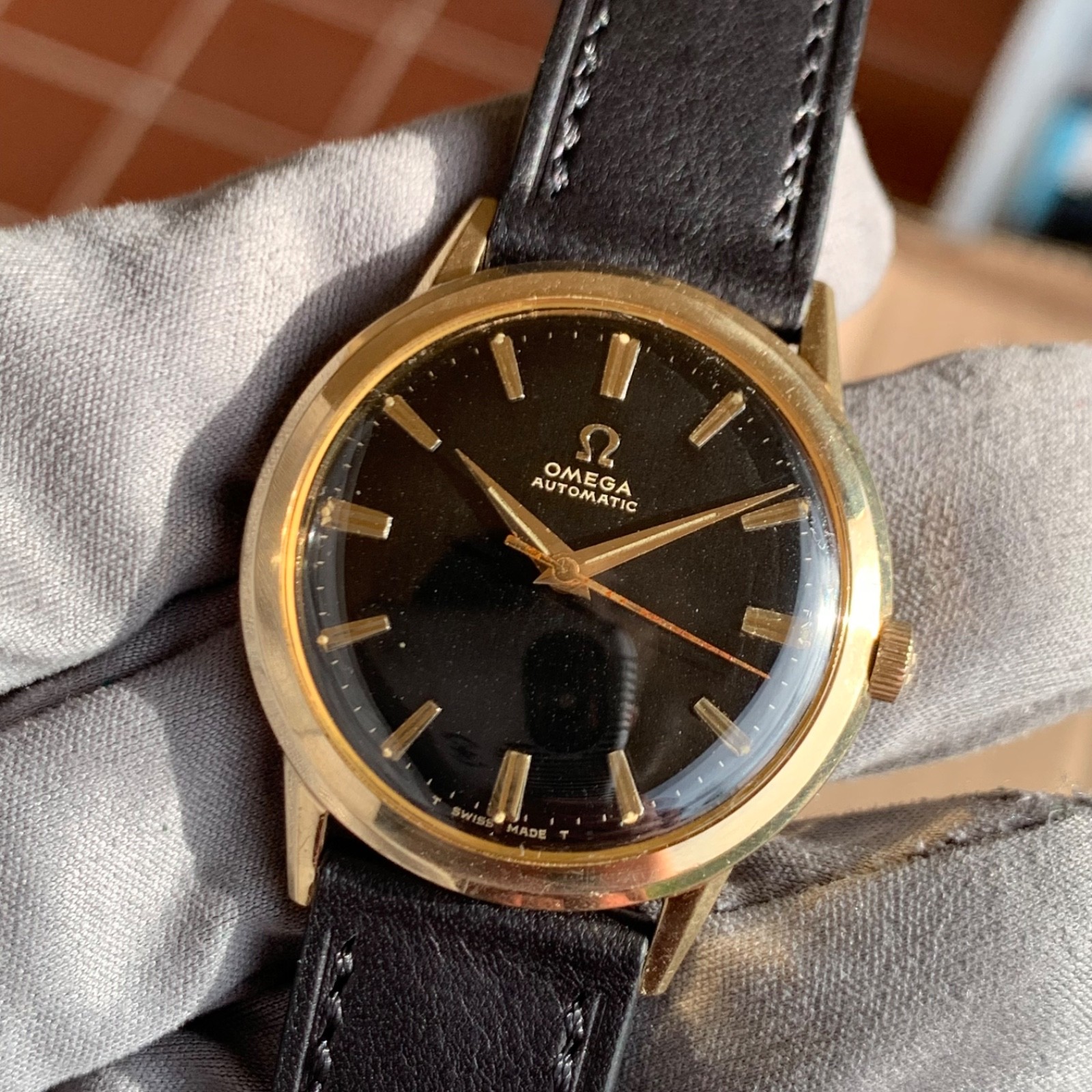 1966 Omega Original Black Dial Ref. LU6304 Automatic Cal. 550 Gold Filled Watch