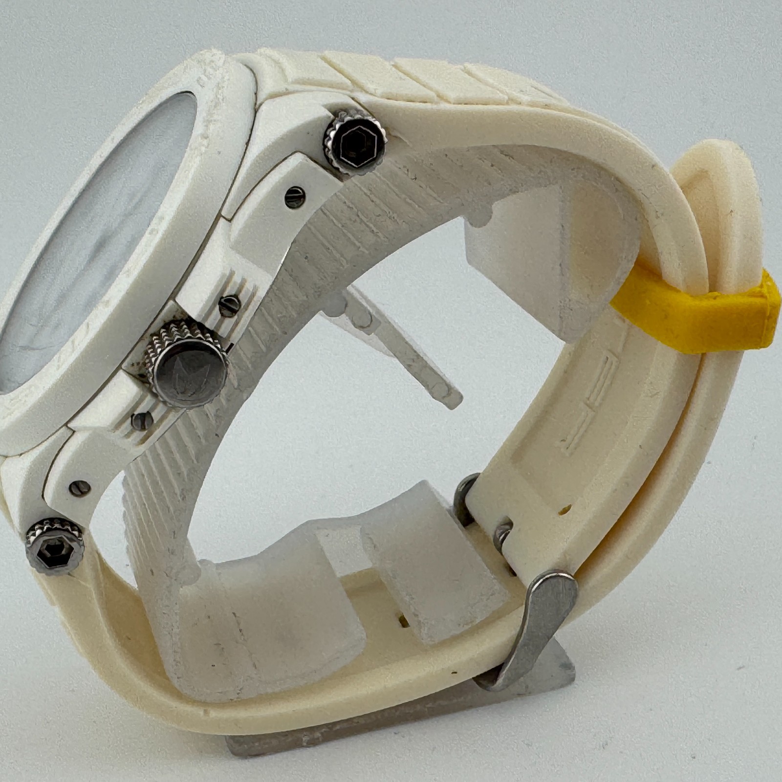 MSTR Prodigy Quartz Watch Men 100m White Plastic Rubber Date Analog New Battery