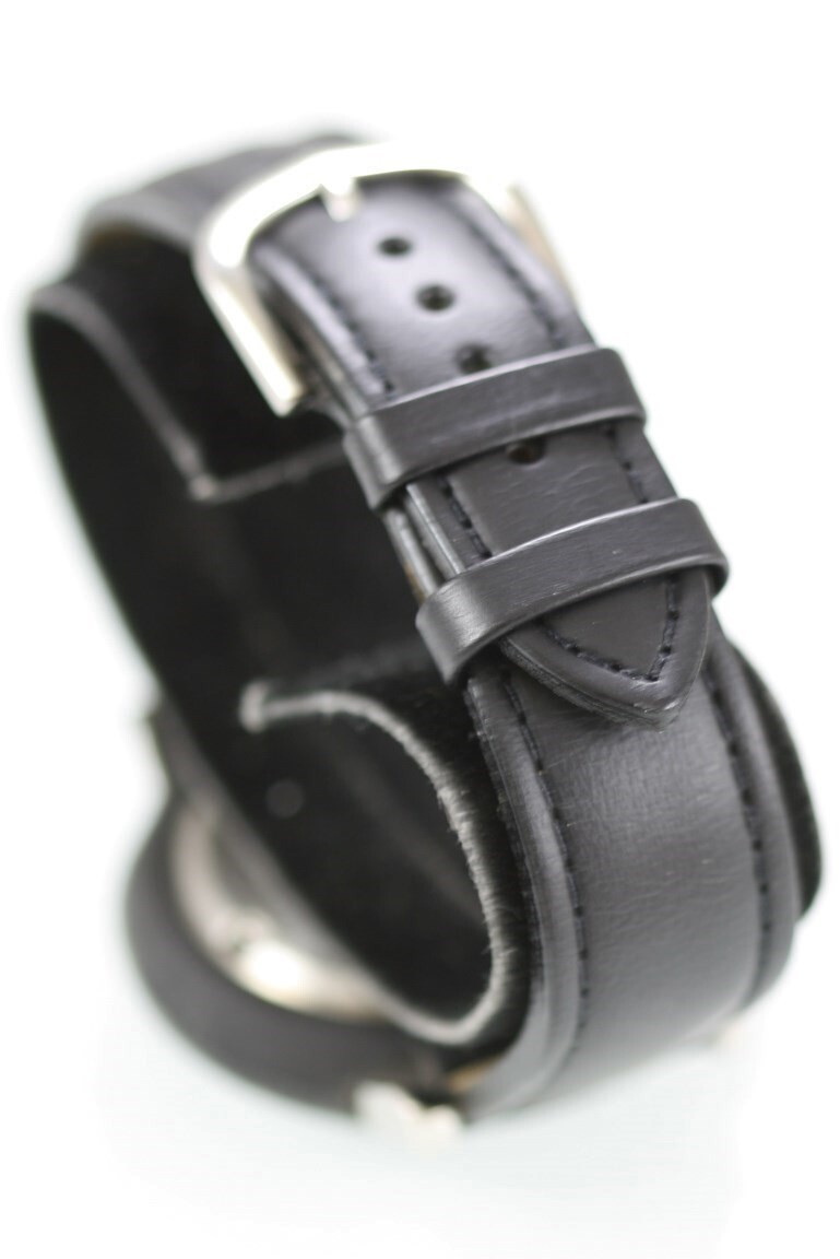 Fossil FSL Watch Men Stainless Rubber Black Leather 100m White Battery Quartz