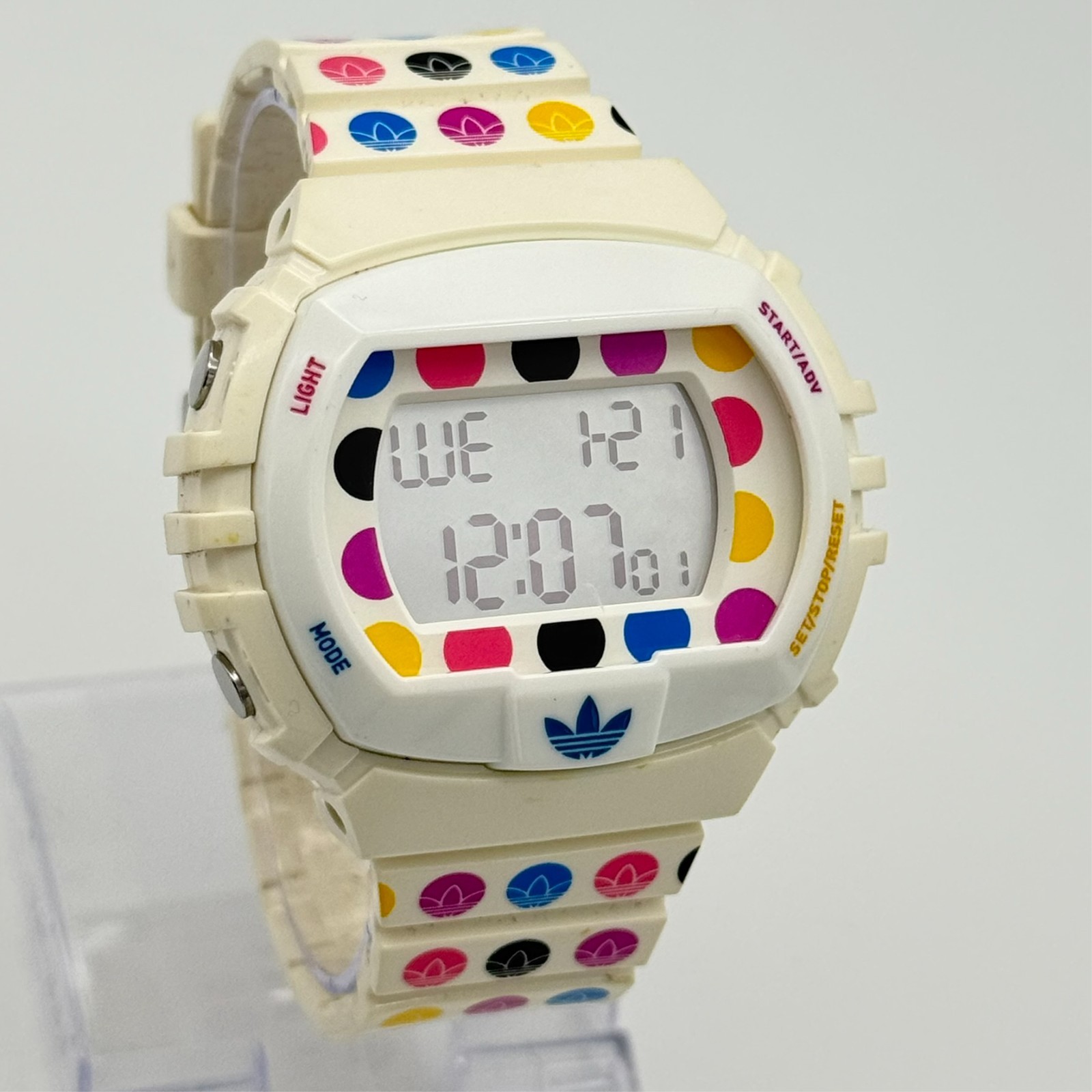 Unisex ADIDAS White & Multicolor Rubber Modern Digital Sport Watch, 53mm ADH6133