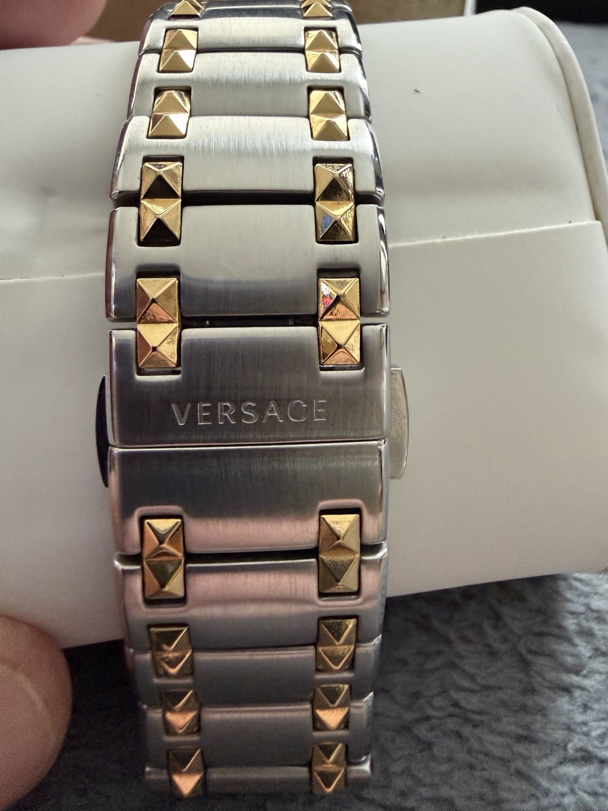 Versace Two-Tone Swiss Made Quartz Date Watch 50m w/ Box & Papers