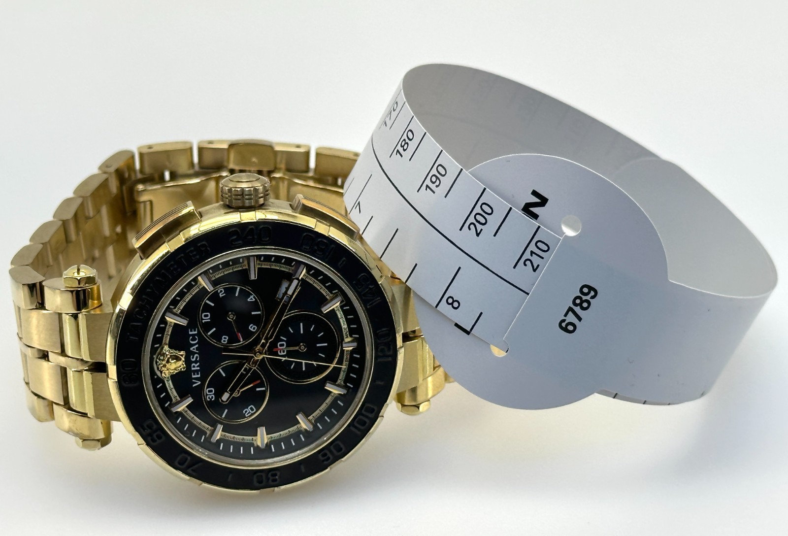 Versace GRECA CHRONO 45mm Mens Gold / Black Dial Watch VEPM00720 #176