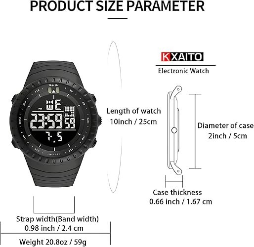 Men’s Digital Sports Watch Waterproof Military Tactical LED Alarm, Backlight