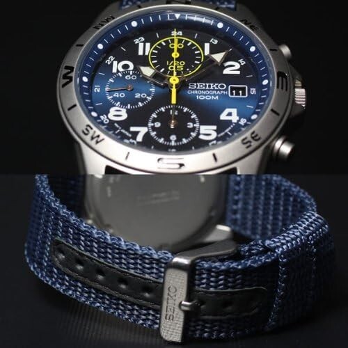 Seiko Chronograph SND379R Blue Dial Stailess Steel Quartz Men Watch NEW