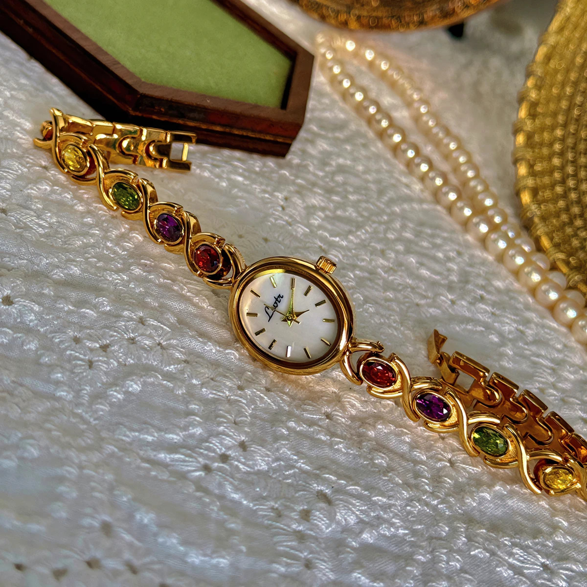 1pc New High-End Luxury Women’s Watch Embedded With Colorful Tourmalines