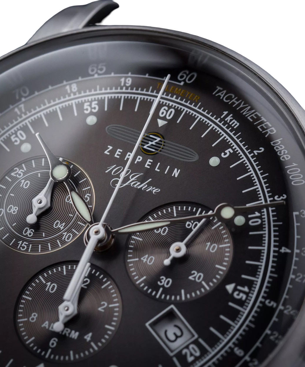 Zeppelin Gray Dial Men’s Watch Alarm 100 Years Chronograph Date 7680-2