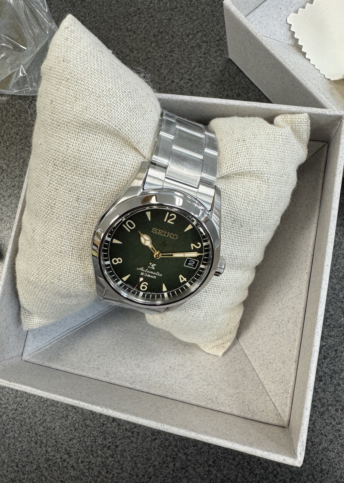 New Seiko Prospex Alpanist Stainless Steel Green Dial Men’s Watch SPB155J1 New