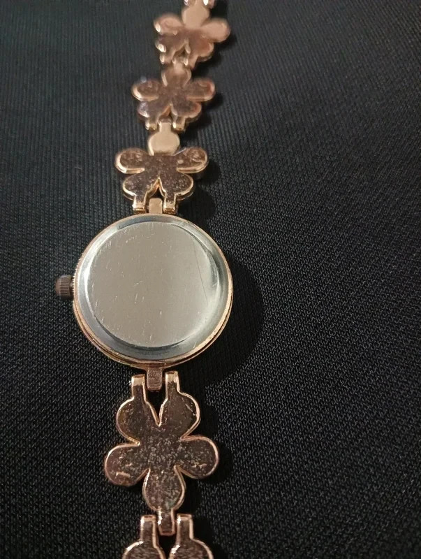 Gold Clock with Flowers and Zircons