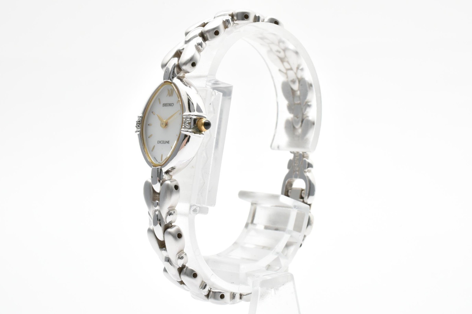 【N Mint】Seiko Exceline 1F20-6B60 White Dial Qz Ladies Watch Vintage 1998 JAPAN