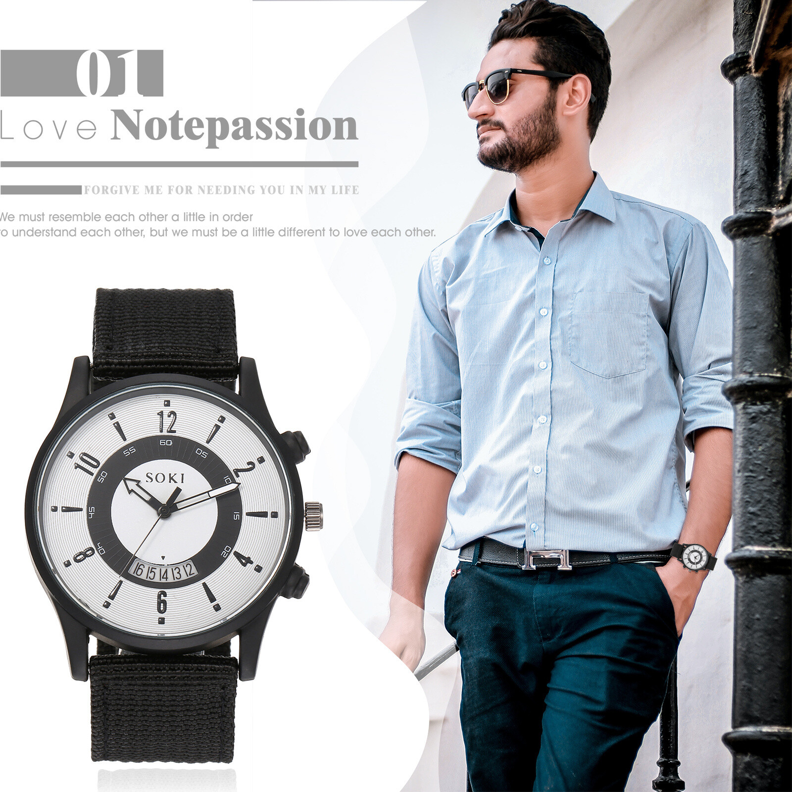 Men’s Casual Simple Arabic Numberals Dial Nylon Strap Sports Quartz Wrist Watch
