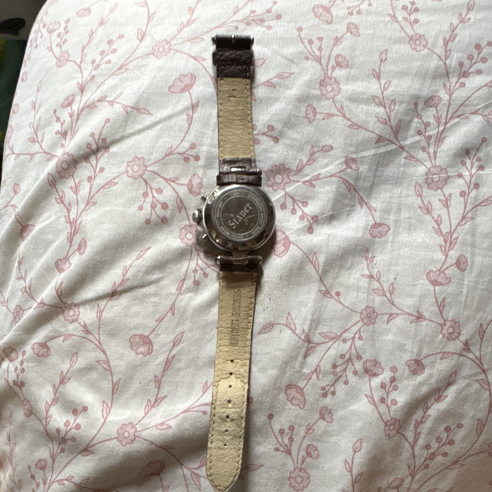 Stauer Men’s Quartz 11224 ST01SBY Cream Roman Dial Worn Brown Leather Strap