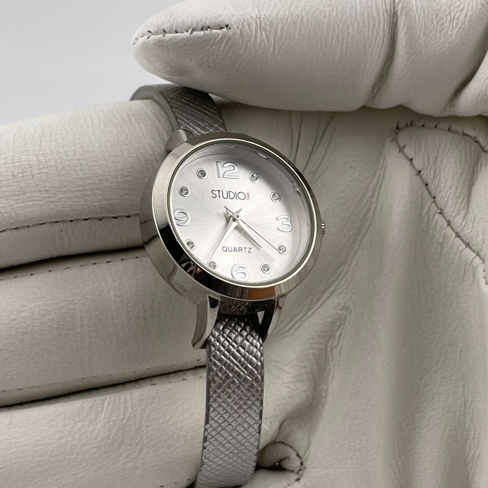 Studio Time Watch Womens 26mm Case One Piece Gray Strap Quartz Three Hands