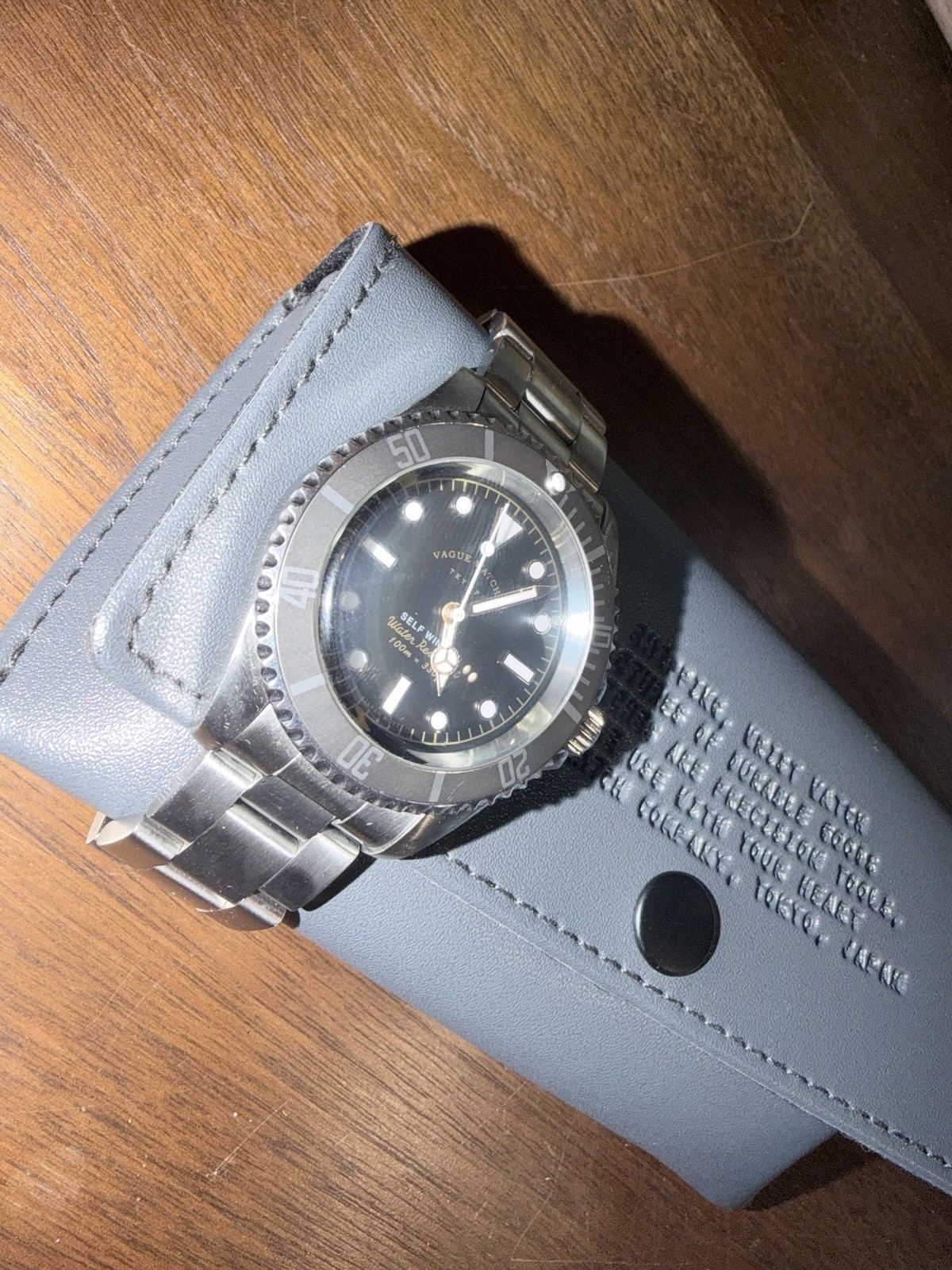 Vague Watch Co. Gray Fade Submariner Style Watch Full Kit