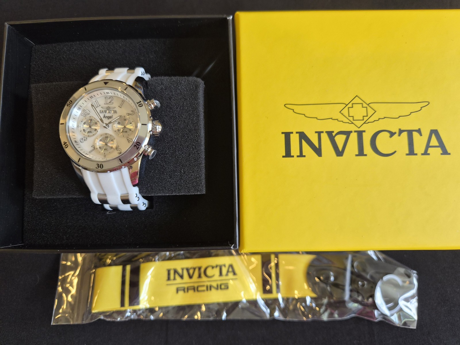 Invicta Angel Womens Watch Steel-White 40mm with Invicta Racing Keychain