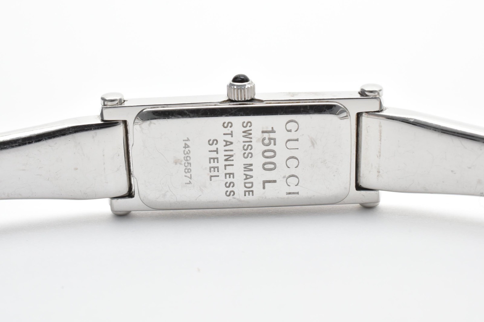 [Exc+5] Vintage Gucci 1500L Silver Dial Black Quartz Rectangle Woman’s Watch