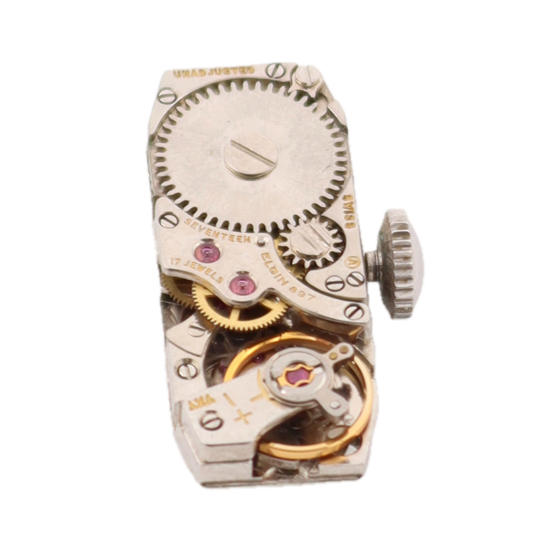 Vintage 10mm Elgin Tank Cocktail Ladies Mechanical Wristwatch 897 Swiss 10k RGP