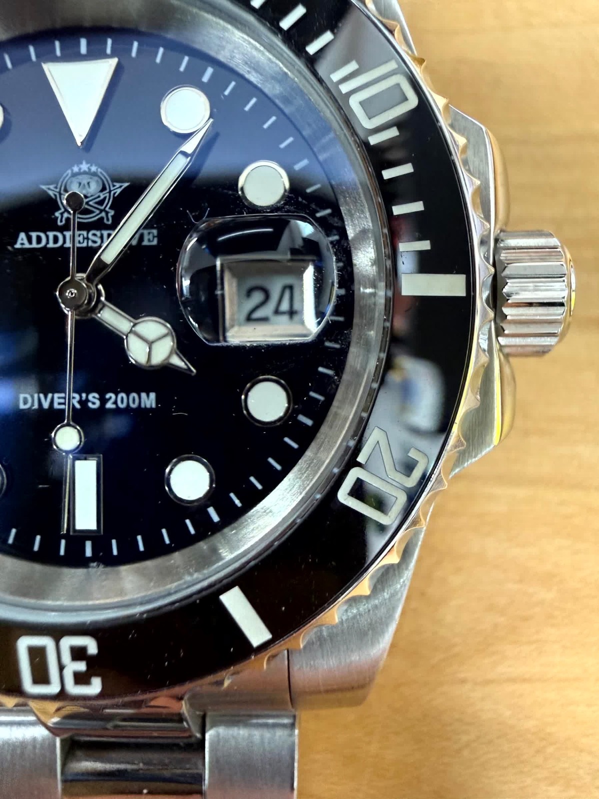 ADDIESDIVE ALL STEEL BLACK CERAMIC 41mm QUARTZ WATCH 200m BGW9