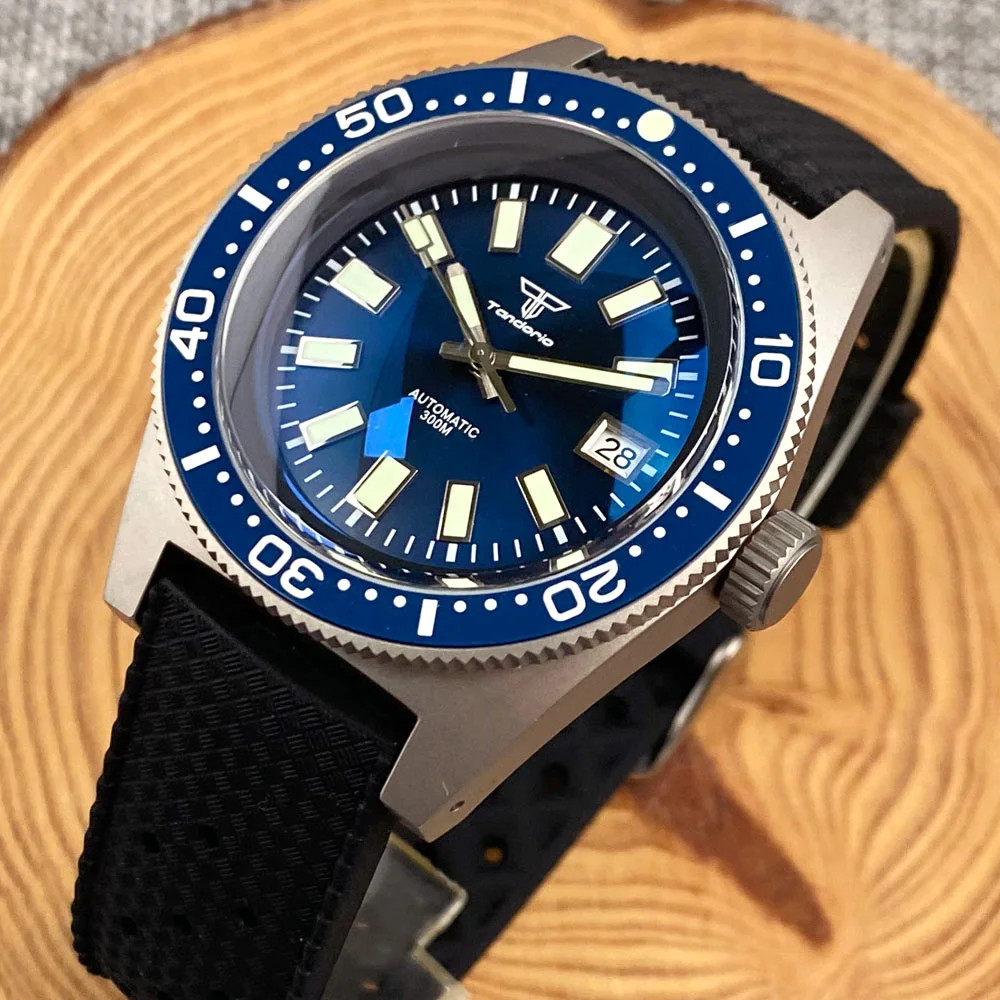 Tandorio 41mm Titanium Diving 62MAS Watch Black/Grey/Blue Dial NH35A PT5000 Move