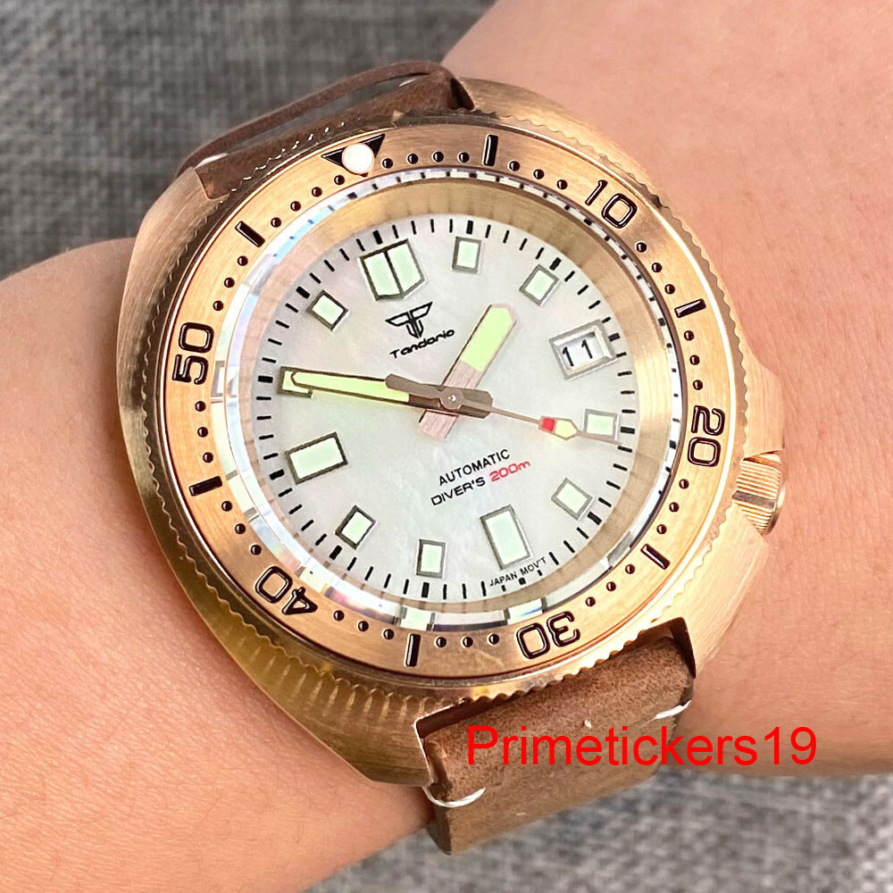 Tandorio NH35 MOP Dial Cusn8 Bronze 200M Men Automatic Dive Watch Sapphire Glass