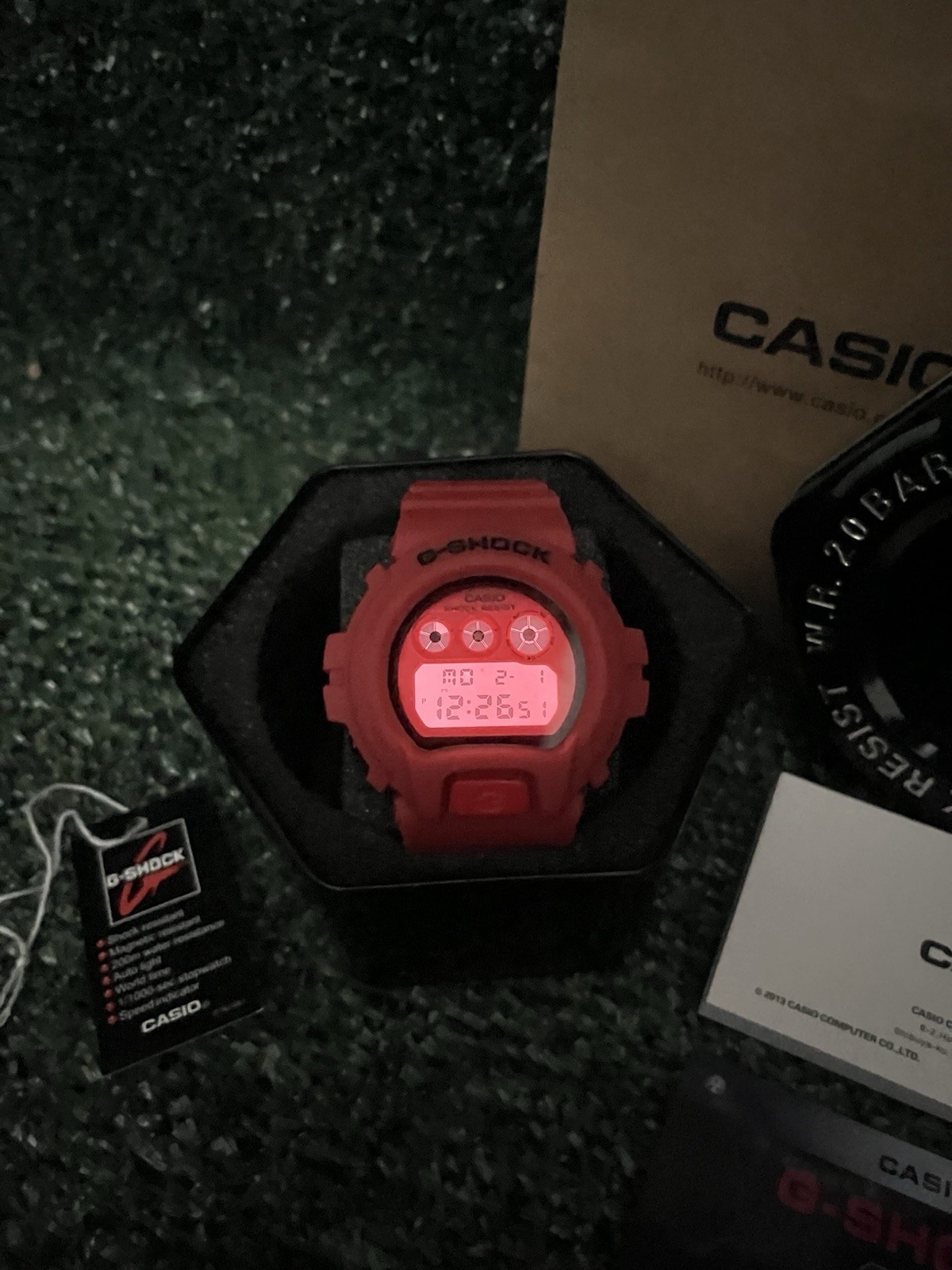 Casio G-SHOCK Red Digital Quartz 200m Shock-Resistant Watch w/ Box Papers