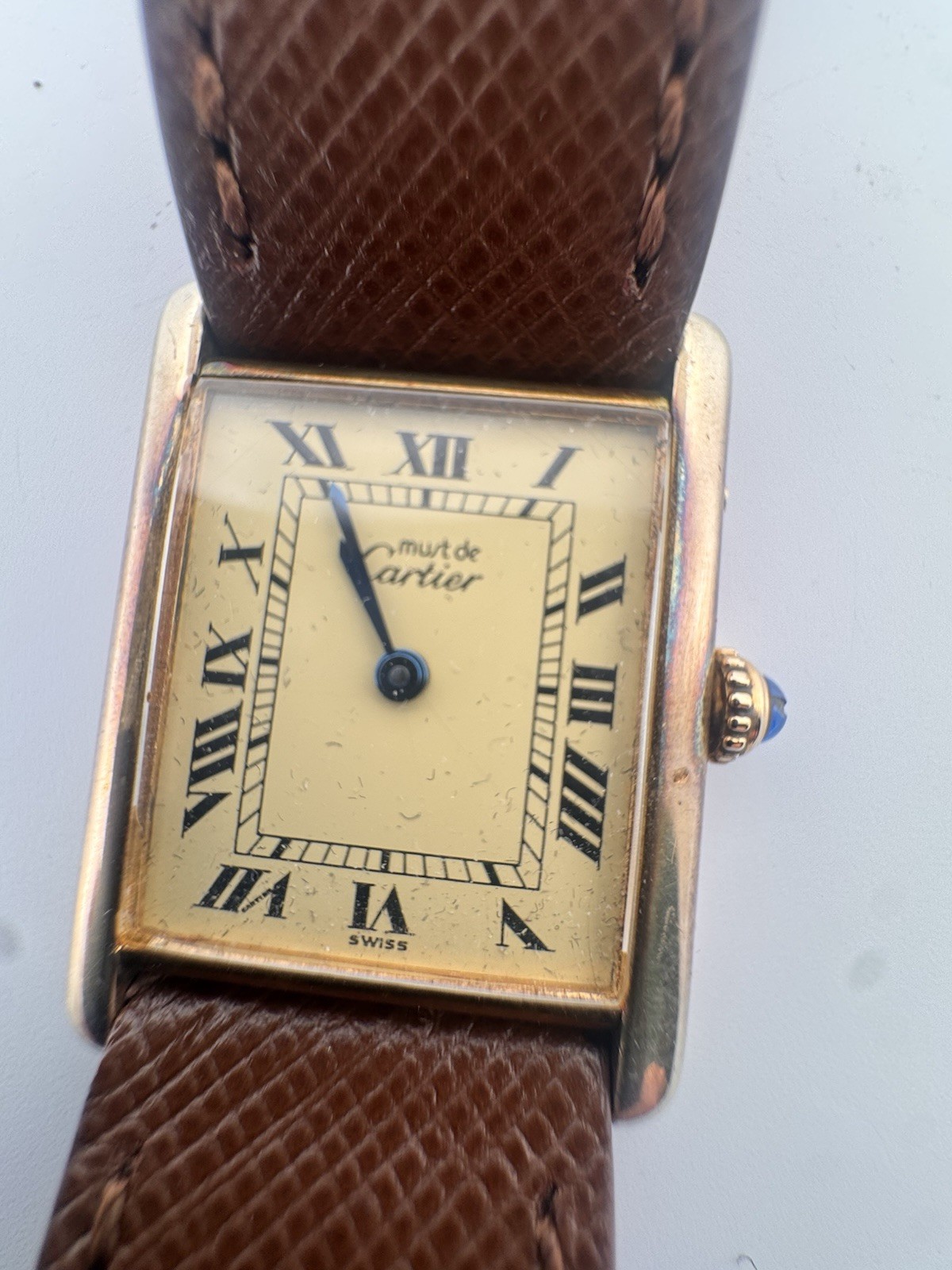 Vintage Must de Cartier 590005 Tank Watch. 925 Vermeil ARGENT Quartz Tank.