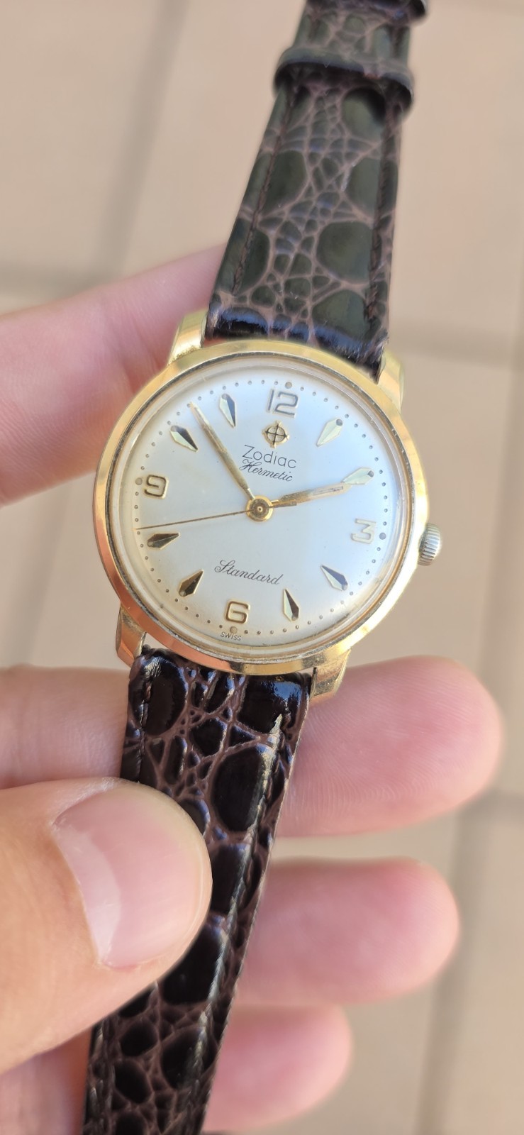 Vintage ZODIAC HERMETIC Standard Cal 60 Ref 764 Men’s 32mm Gold Plated Watch